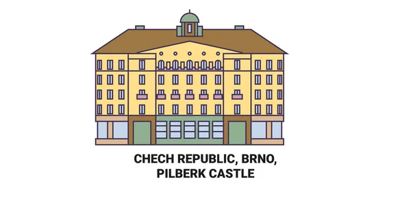 Tschechische Republik Brünn Burg Pilberk Reise Wahrzeichen Linie Vektor Illustration — Stockvektor