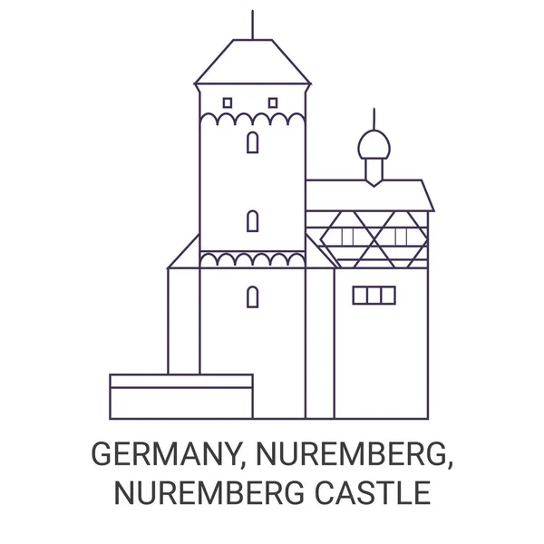 Alemania Nuremberg Nuremberg Castillo Viaje Hito Línea Vector Ilustración — Vector de stock