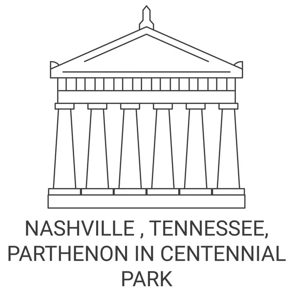 Vereinigte Staaten Nashville Tennessee Parthenon Centennial Park Reise Meilenstein Linienvektorillustration — Stockvektor