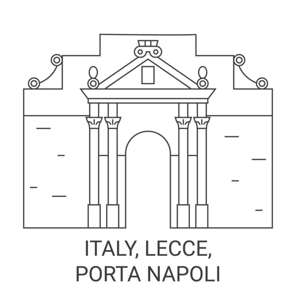 이탈리아 Lecce Porta Napoli Travel Landmark Line Vector Illustration — 스톡 벡터