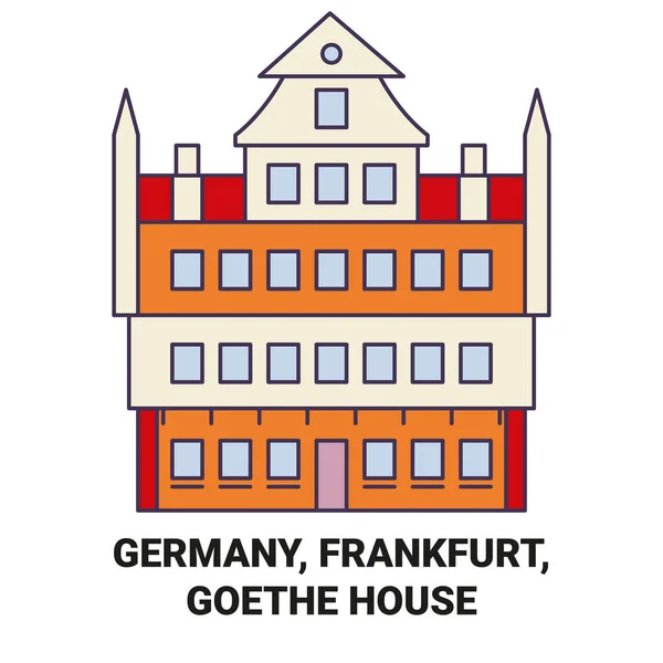 Tyskland Frankfurt Goethe House Resa Landmärke Linje Vektor Illustration — Stock vektor