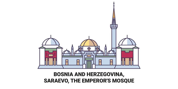 Bosnia Erzegovina Saraevo Moschea Degli Imperatori Viaggi Pietra Miliare Vettoriale — Vettoriale Stock