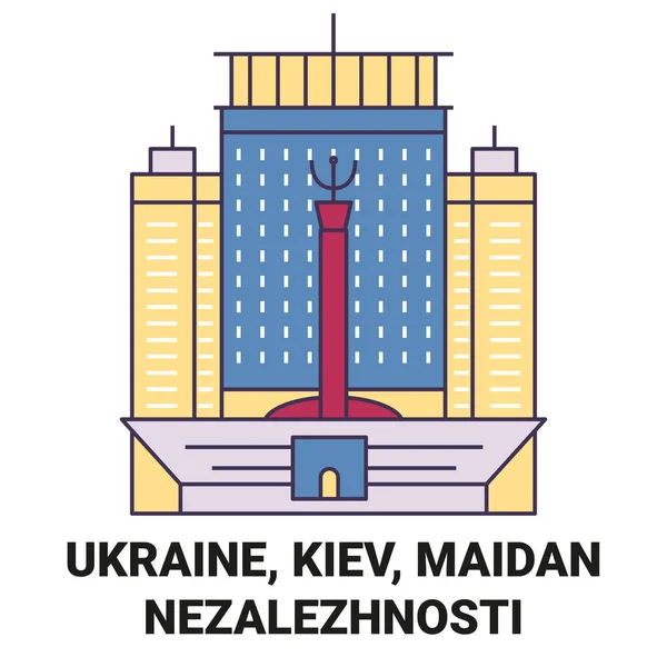 Ukrayna Kiev Meydan Nezalezhnosti Seyahat Çizgisi Çizelgesi Çizimi — Stok Vektör