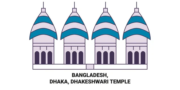 Bangladesh Dhaka Dhakeshwari Temple Voyage Illustration Vectorielle Ligne Historique — Image vectorielle