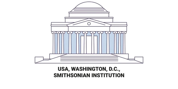 Usa Washington Smithsonian Institution Travel Landmark Line Vector Illustration — Stockový vektor