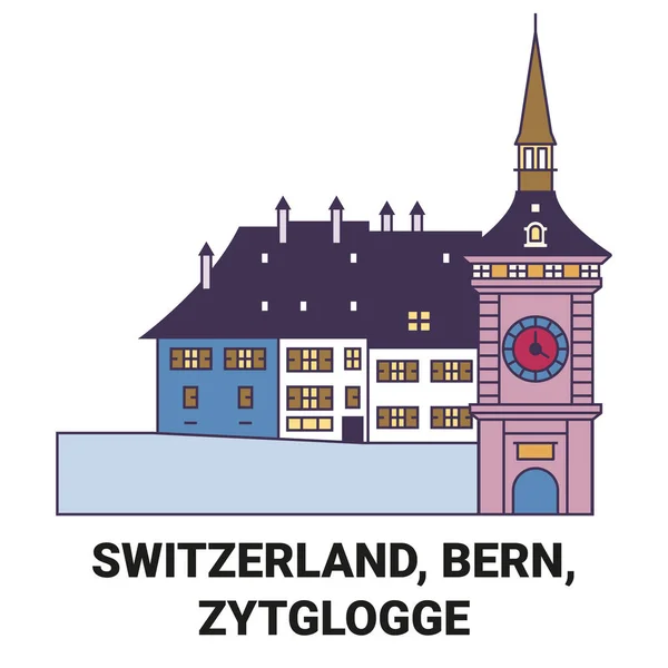 Ελβετία Βέρνη Zytglogge Ταξιδιωτική Απεικόνιση Φορέα Γραμμής Ορόσημο — Διανυσματικό Αρχείο