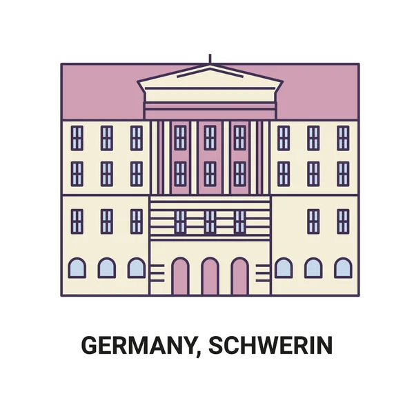 Allemagne Schwerin Travel Illustration Vectorielle Ligne Historique — Image vectorielle