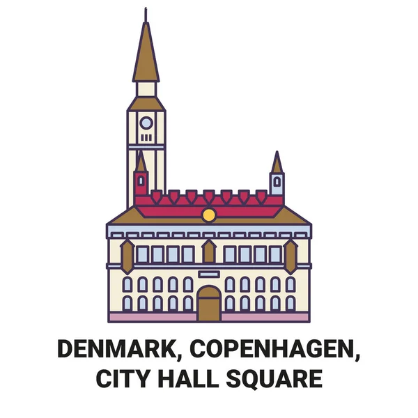 Дания Копенгаген Ратушная Площадь — стоковый вектор
