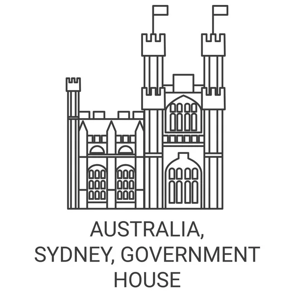オーストラリア シドニー 政府の家旅行ランドマークラインベクトル図 — ストックベクタ