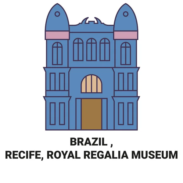 Brazilië Recife Koninklijk Regalia Museum Reizen Oriëntatiepunt Lijn Vector Illustratie — Stockvector