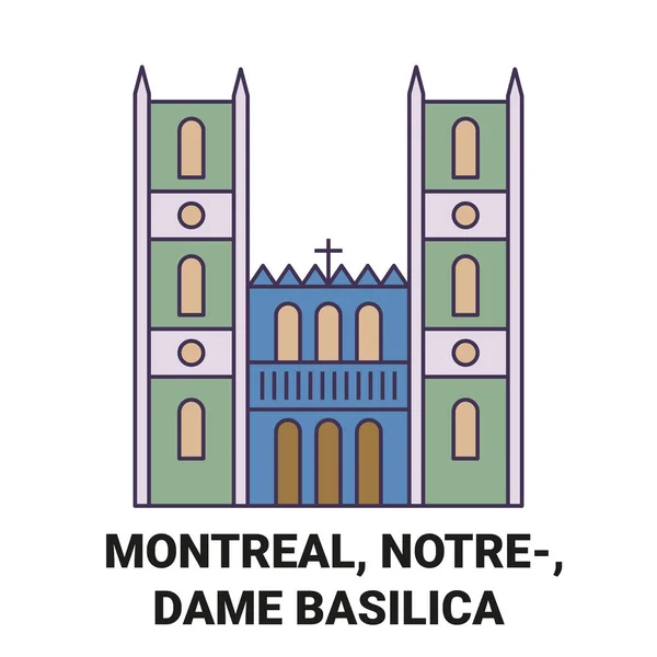 Canada Montréal Notredame Basilique Voyage Illustration Vectorielle Ligne Historique — Image vectorielle