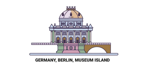 Niemcy Berlin Wyspa Muzeów Podróż Punkt Orientacyjny Linia Wektor Ilustracja — Wektor stockowy