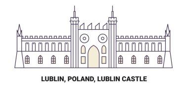 Polonya, Lublin, Lublin Şatosu, seyahat çizgisi vektör ilüstrasyonu