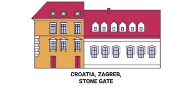 Hırvatistan, Zagreb ve Stone Gate tarihi sınır çizgisi illüstrasyonu