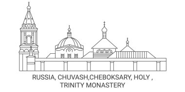 Rusya, Chuvash, Cheboksary, Holy, Trinity Manastırı seyahat çizgisi çizimi