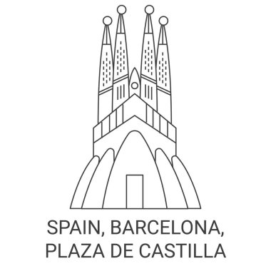 İspanya, Barselona, Sagrada Familia seyahat çizgisi vektör ilüstrasyonu