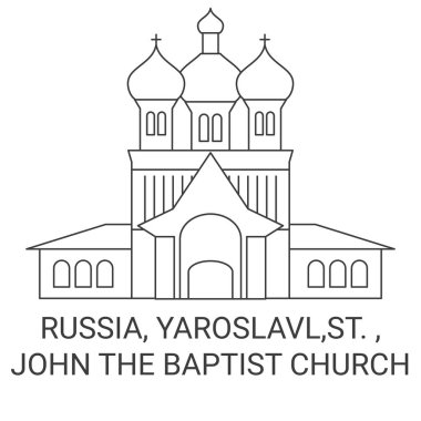 Rusya, Yaroslavl, St. , John the Baptist Church şehir simgesi vektör illüstrasyonunda seyahat eder.