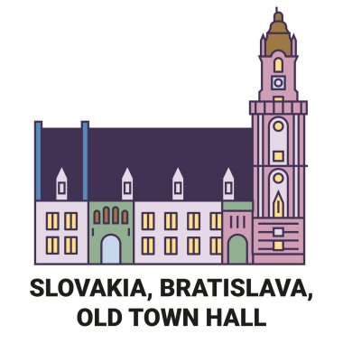 Slovakya, Bratislava, Old Town Hall seyahat çizgisi vektör ilüstrasyonu