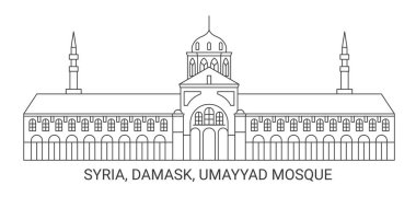 Suriye, Damask, Umayyad Camii, seyahat çizgisi çizimi