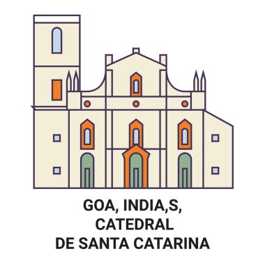 Hindistan, Goa, Katedral De Santa Catarina seyahat sınır çizgisi çizgisi çizimi