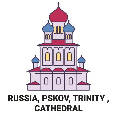 Rusya, Pskov, Trinity, Katedral seyahat sınır çizgisi çizgisi çizimi