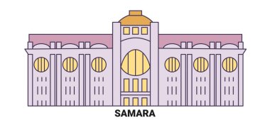 Rusya ve Samara seyahat çizgisi vektör çizimi