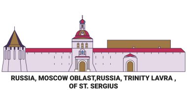 Rusya, Moskova Oblastı, Rusya, Trinity Lavra, St. Sergius seyahat çizgisi vektör ilüstrasyonundan
