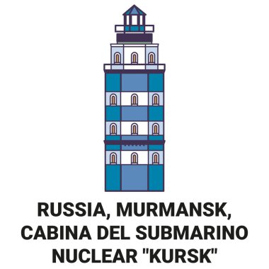 Rusya, Murmansk, Cabina Del Submarino Nükleer Kursk seyahat çizgisi çizelgesi çizimi