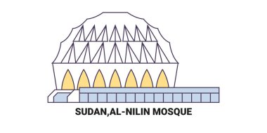 Sudan, Alnilin Camii, seyahat çizgisi vektör illüstrasyonu