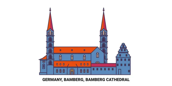Németország Bamberg Bamberg Katedrális Utazás Mérföldkő Vonal Vektor Illusztráció — Stock Vector