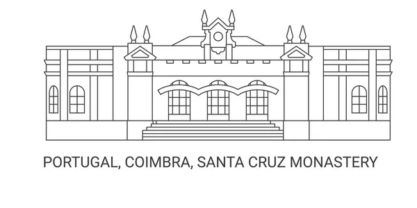 Portugal Coimbra Mosteiro Santa Cruz Ilustração Vetor Linha Referência Viagem —  Vetores de Stock