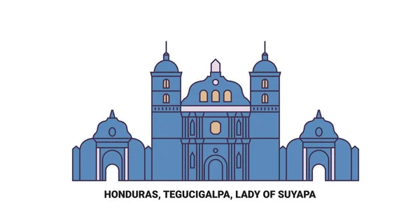 Honduras Tegucigalpa Lady Suyapa Podróży Punkt Orientacyjny Linii Wektor Ilustracji — Wektor stockowy