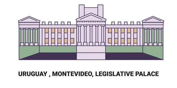 Uruguay Montevideo Palacio Legislativo Recorrido Hito Línea Vector Ilustración — Archivo Imágenes Vectoriales