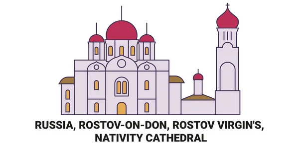 Rusya Rostovondon Rostov Bakireleri Nın Doğumu Katedrali Seyahat Çizgisi Çizgisi — Stok Vektör