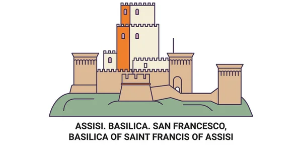 Itálie Assisi Bazilika San Francesco Basilica Saint Francis Assisi Cestovní — Stockový vektor
