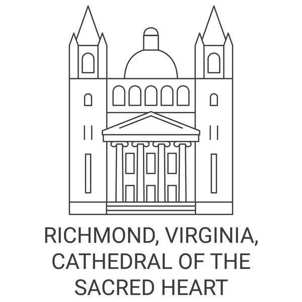 Estados Unidos Richmond Virginia Catedral Del Sagrado Corazón Recorrido Hito — Vector de stock