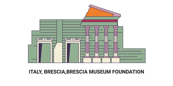 イタリア ブレシア ブレシア博物館財団 旅行ランドマークラインベクトルイラスト — ストックベクタ