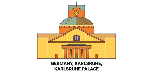 Almanya Karlsruhe Karlsruhe Sarayı Seyahat Çizgisi Vektör Ilüstrasyonu — Stok Vektör