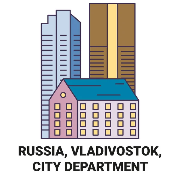 Rusko Vladivostok City Department Travel Landmark Line Vector Illustration — Stockový vektor
