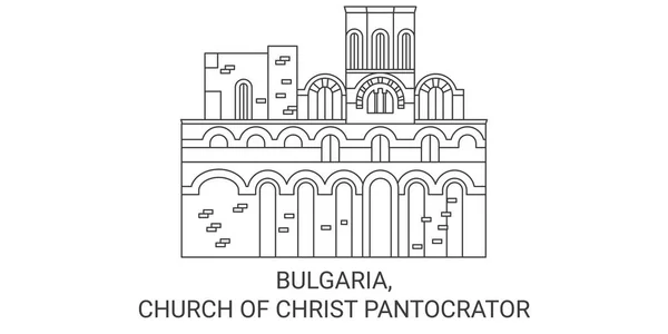 Bulgarien Kirche Christi Pantocrator Reise Meilenstein Linie Vektor Illustration — Stockvektor