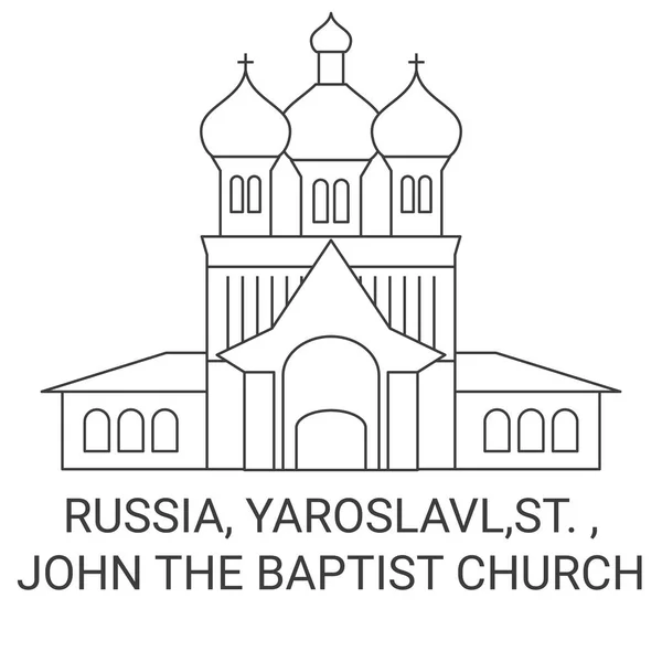 Rusland Jaroslavl Johannes Doper Kerk Reizen Oriëntatiepunt Lijn Vector Illustratie — Stockvector