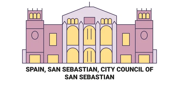 Spanje San Sebastian Gemeenteraad Van San Sebastian Reizen Oriëntatiepunt Vector — Stockvector
