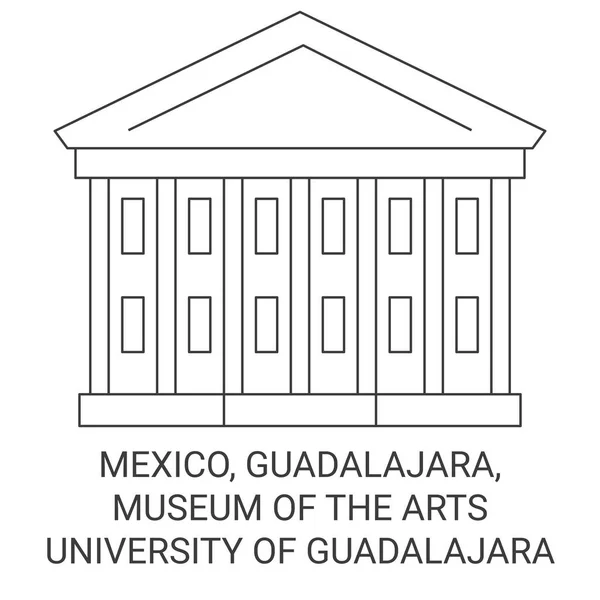 Mexico Guadalajara Museum Arts University Guadalajara Travels Landmark Line Vector — стоковий вектор