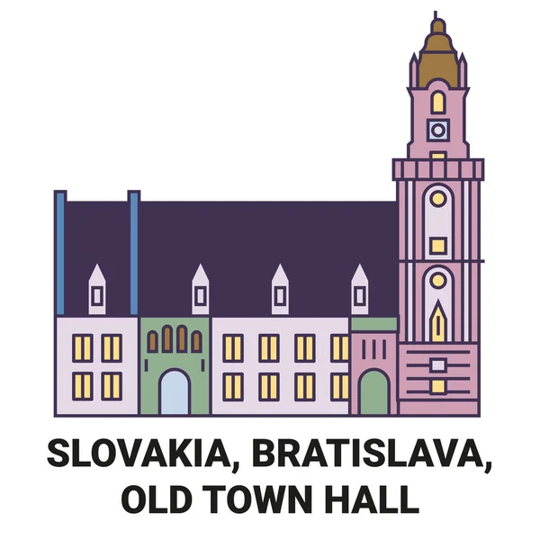 Slovaquie Bratislava Vieille Mairie Illustration Vectorielle Ligne Voyage — Image vectorielle