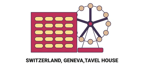 Sviçre Cenevre Tavel Evi Seyahat Çizgisi Vektör Ilüstrasyonu — Stok Vektör
