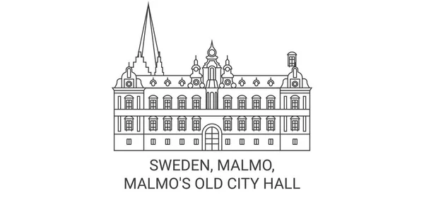 Швеция Мальмо Мальмос Старая Ратуша Путешествия Ориентир Векторная Иллюстрация — стоковый вектор