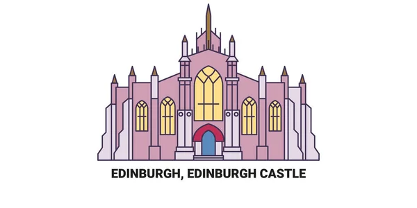 Großbritannien Edinburgh Edinburgh Castle Reise Meilenstein Linienvektorillustration — Stockvektor