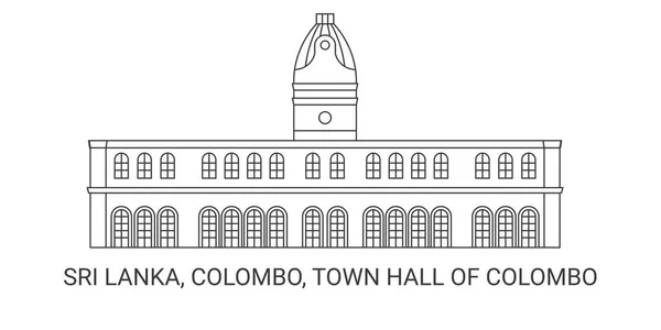 Sri Lanka Colombo Rådhuset Colombo Resa Landmärke Linje Vektor Illustration — Stock vektor