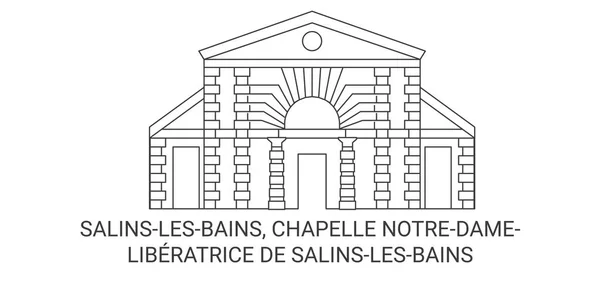 Francie Salinslesbains Chapelle Notredameliberatrice Salinslesbains Cestovní Orientační Linie Vektorové Ilustrace — Stockový vektor