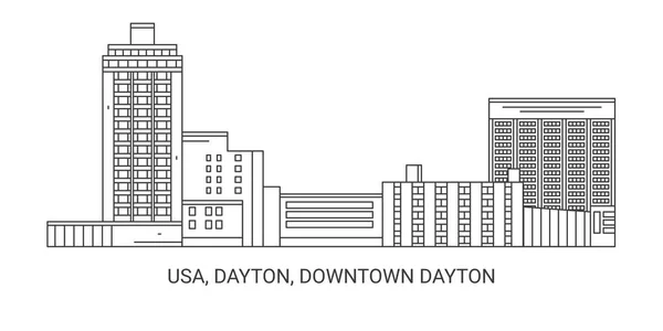 Dayton Centro Dayton Línea Referencia Viaje Vector Ilustración — Archivo Imágenes Vectoriales